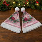 Watercolor Pink Galah Flowers Christmas Santa Hat Australia Christmas Vibes - Aussie Hoodie