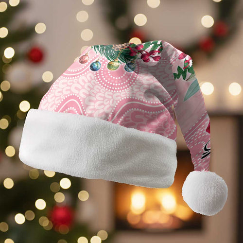 Watercolor Pink Galah Flowers Christmas Santa Hat Australia Christmas Vibes - Aussie Hoodie