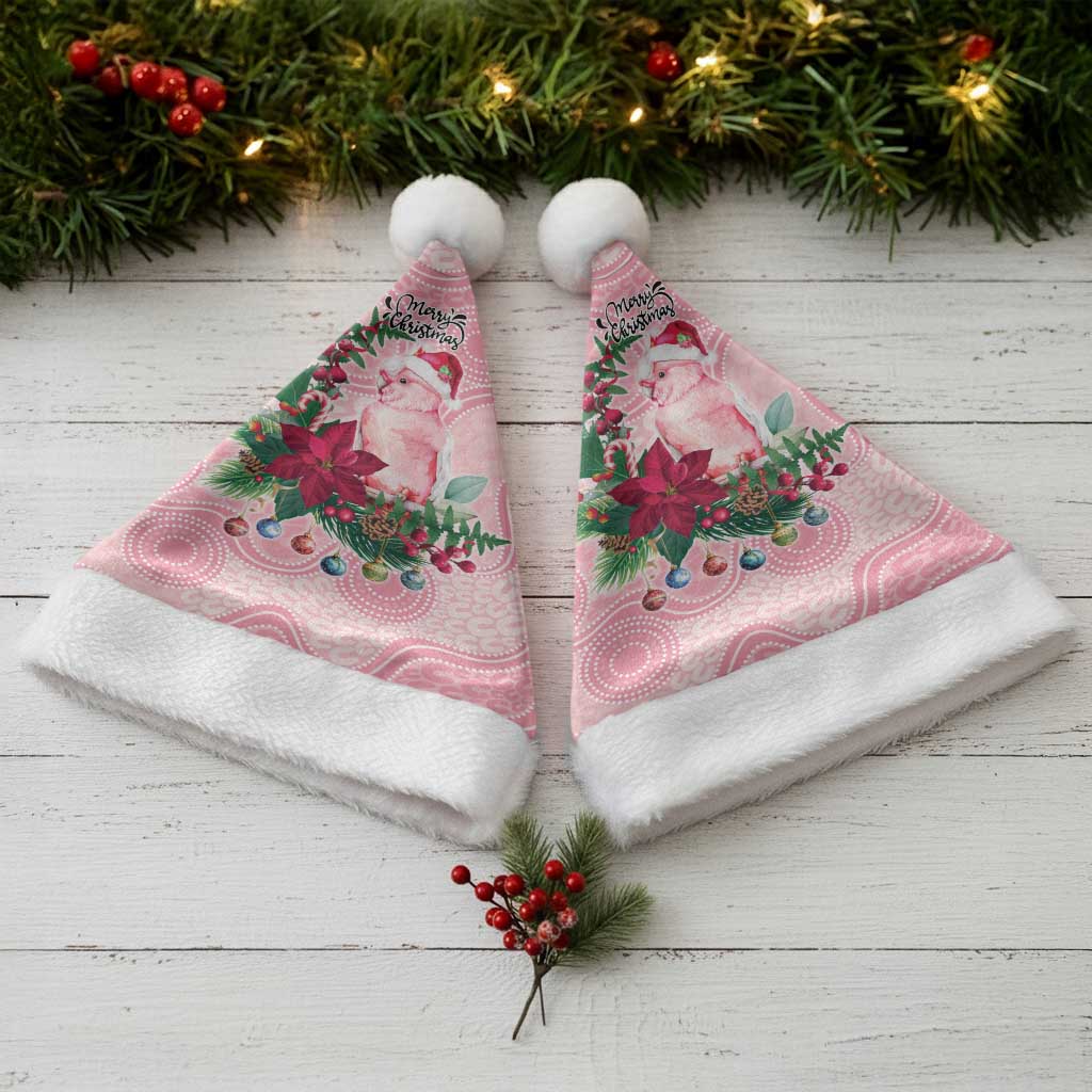 Watercolor Pink Galah Flowers Christmas Santa Hat Australia Christmas Vibes - Aussie Hoodie
