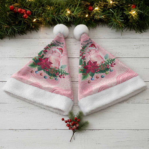 Watercolor Pink Galah Flowers Christmas Santa Hat Australia Christmas Vibes - Aussie Hoodie