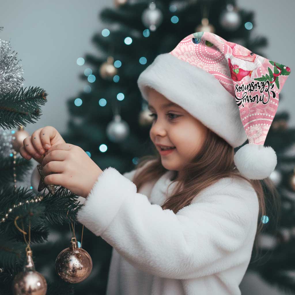 Watercolor Pink Galah Flowers Christmas Santa Hat Australia Christmas Vibes - Aussie Hoodie
