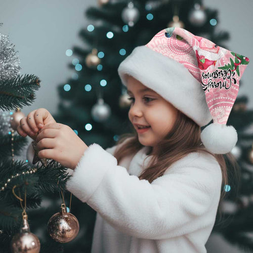 Watercolor Pink Galah Flowers Christmas Santa Hat Australia Christmas Vibes - Aussie Hoodie