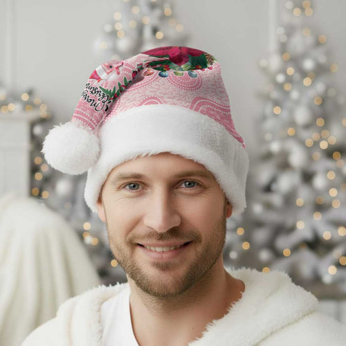 Watercolor Pink Galah Flowers Christmas Santa Hat Australia Christmas Vibes - Aussie Hoodie
