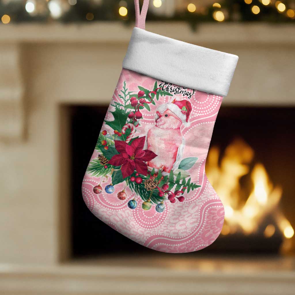 Watercolor Pink Galah Flowers Christmas Stocking Australia Christmas Vibes - Aussie Hoodie