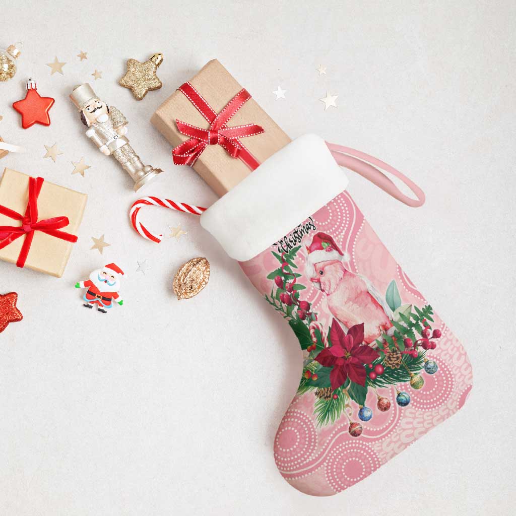 Watercolor Pink Galah Flowers Christmas Stocking Australia Christmas Vibes - Aussie Hoodie
