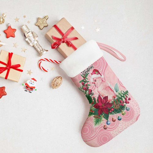 Watercolor Pink Galah Flowers Christmas Stocking Australia Christmas Vibes - Aussie Hoodie