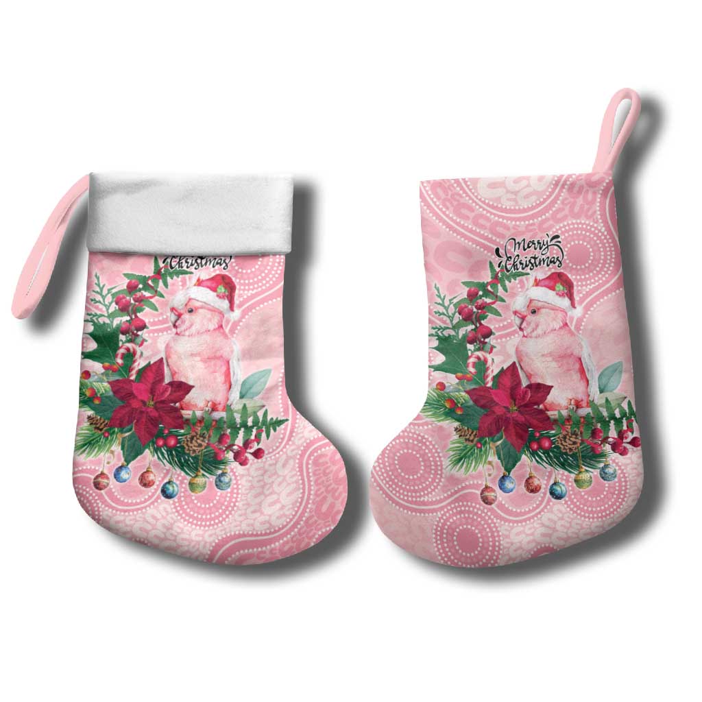 Watercolor Pink Galah Flowers Christmas Stocking Australia Christmas Vibes - Aussie Hoodie