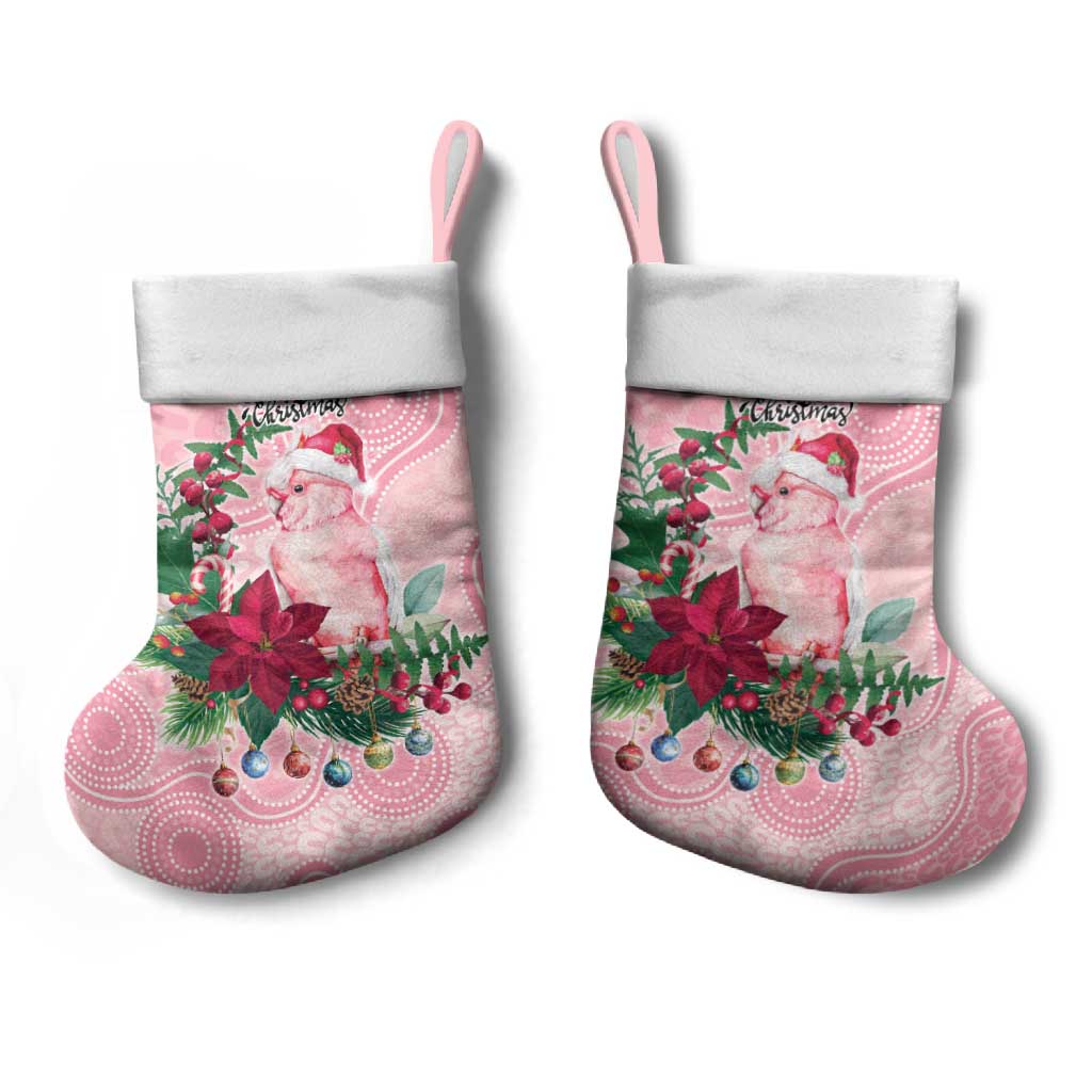 Watercolor Pink Galah Flowers Christmas Stocking Australia Christmas Vibes - Aussie Hoodie