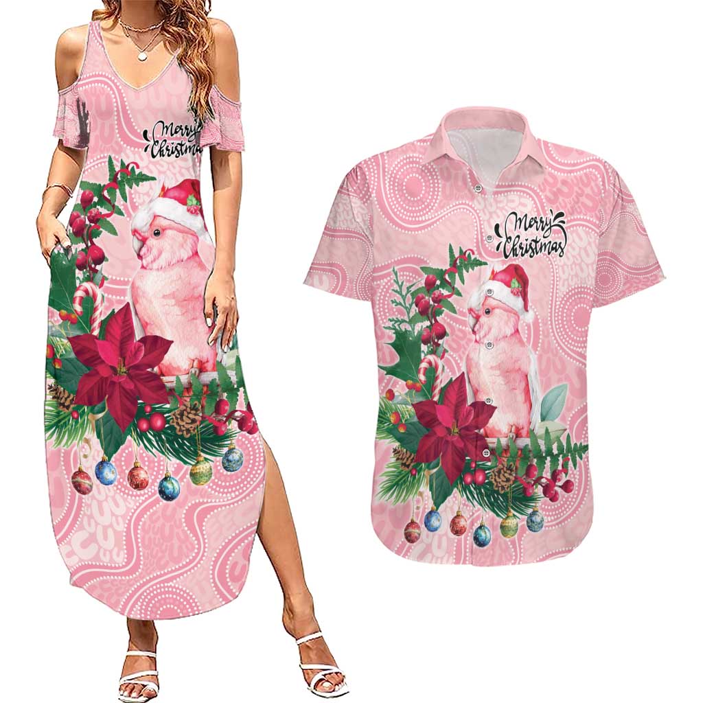 Watercolor Pink Galah Flowers Couples Matching Summer Maxi Dress and Hawaiian Shirt Australia Christmas Vibes - Aussie Hoodie