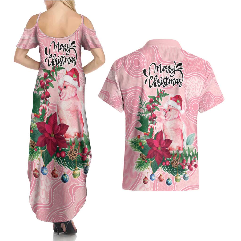 Watercolor Pink Galah Flowers Couples Matching Summer Maxi Dress and Hawaiian Shirt Australia Christmas Vibes - Aussie Hoodie