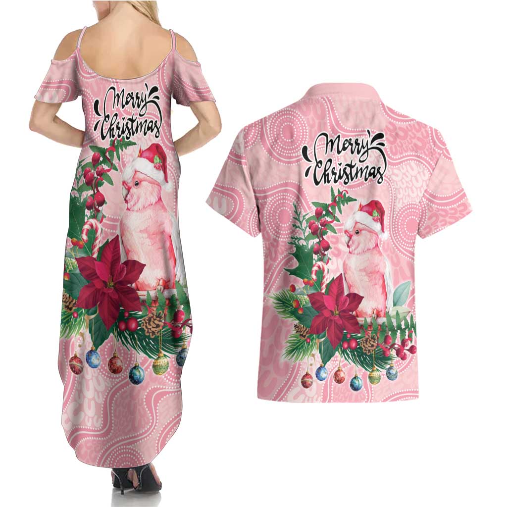 Watercolor Pink Galah Flowers Couples Matching Summer Maxi Dress and Hawaiian Shirt Australia Christmas Vibes - Aussie Hoodie