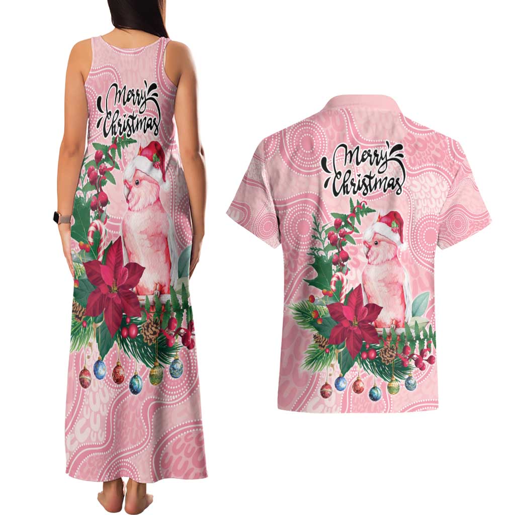 Watercolor Pink Galah Flowers Couples Matching Tank Maxi Dress and Hawaiian Shirt Australia Christmas Vibes - Aussie Hoodie