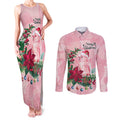 Watercolor Pink Galah Flowers Couples Matching Tank Maxi Dress and Long Sleeve Button Shirt Australia Christmas Vibes - Aussie Hoodie