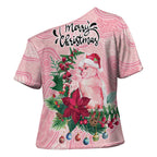 Watercolor Pink Galah Flowers Cross Shoulder Shirt Australia Christmas Vibes - Aussie Hoodie