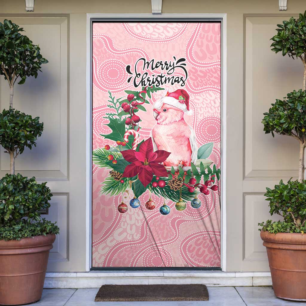 Watercolor Pink Galah Flowers Door Cover Australia Christmas Vibes - Aussie Hoodie