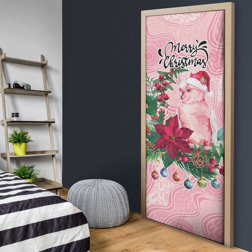 Watercolor Pink Galah Flowers Door Cover Australia Christmas Vibes - Aussie Hoodie