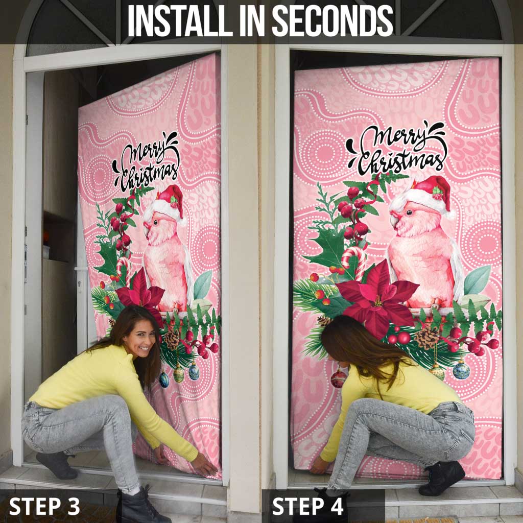 Watercolor Pink Galah Flowers Door Cover Australia Christmas Vibes - Aussie Hoodie