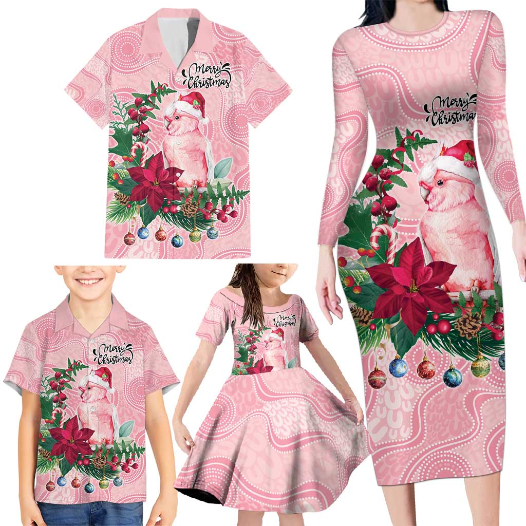 Watercolor Pink Galah Flowers Family Matching Long Sleeve Bodycon Dress and Hawaiian Shirt Australia Christmas Vibes - Aussie Hoodie