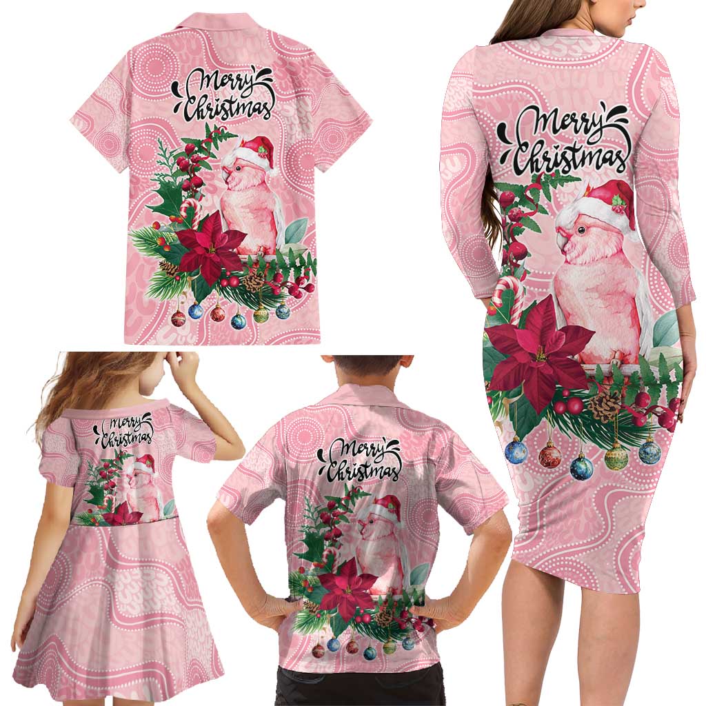 Watercolor Pink Galah Flowers Family Matching Long Sleeve Bodycon Dress and Hawaiian Shirt Australia Christmas Vibes - Aussie Hoodie