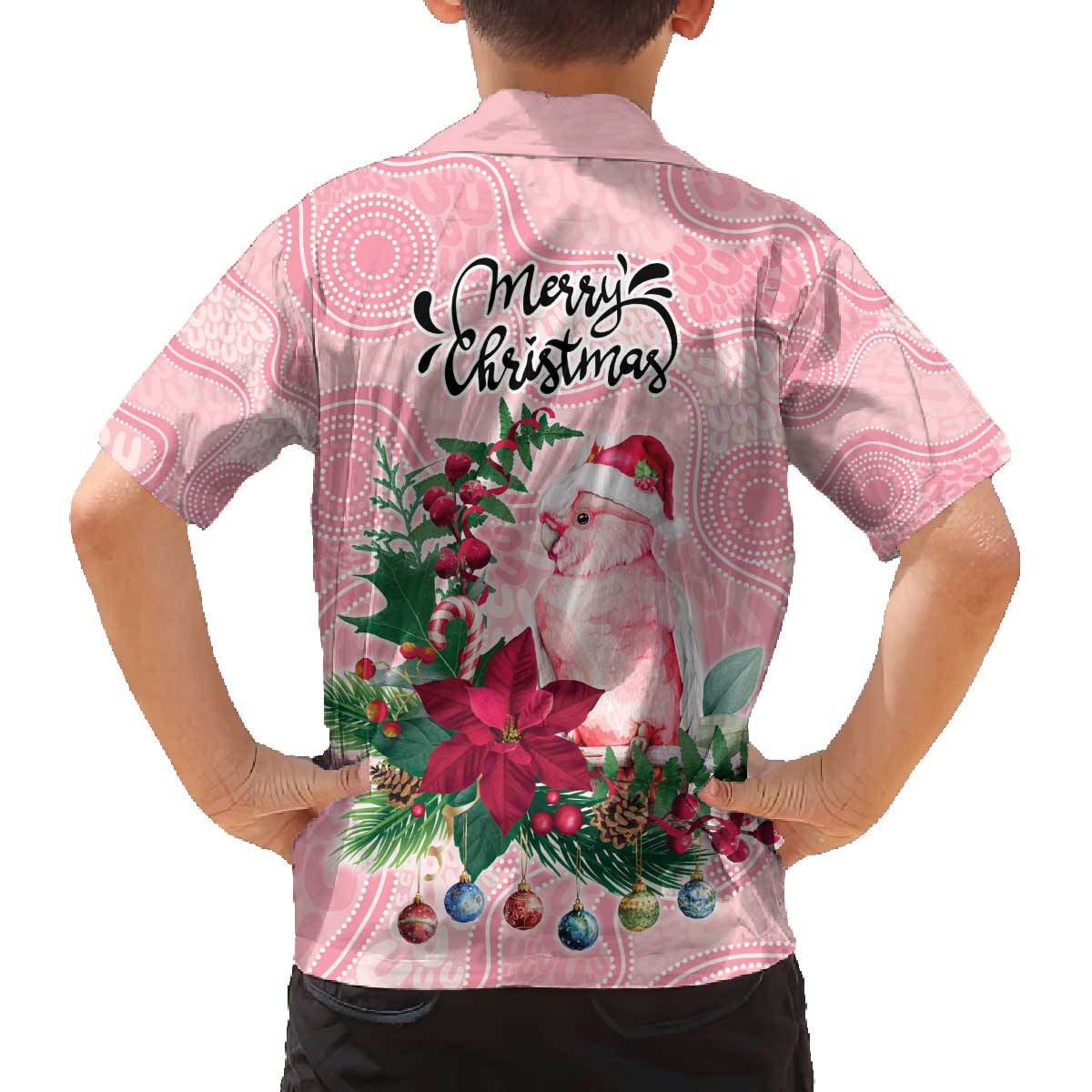 Watercolor Pink Galah Flowers Family Matching Off The Shoulder Long Sleeve Dress and Hawaiian Shirt Australia Christmas Vibes - Aussie Hoodie