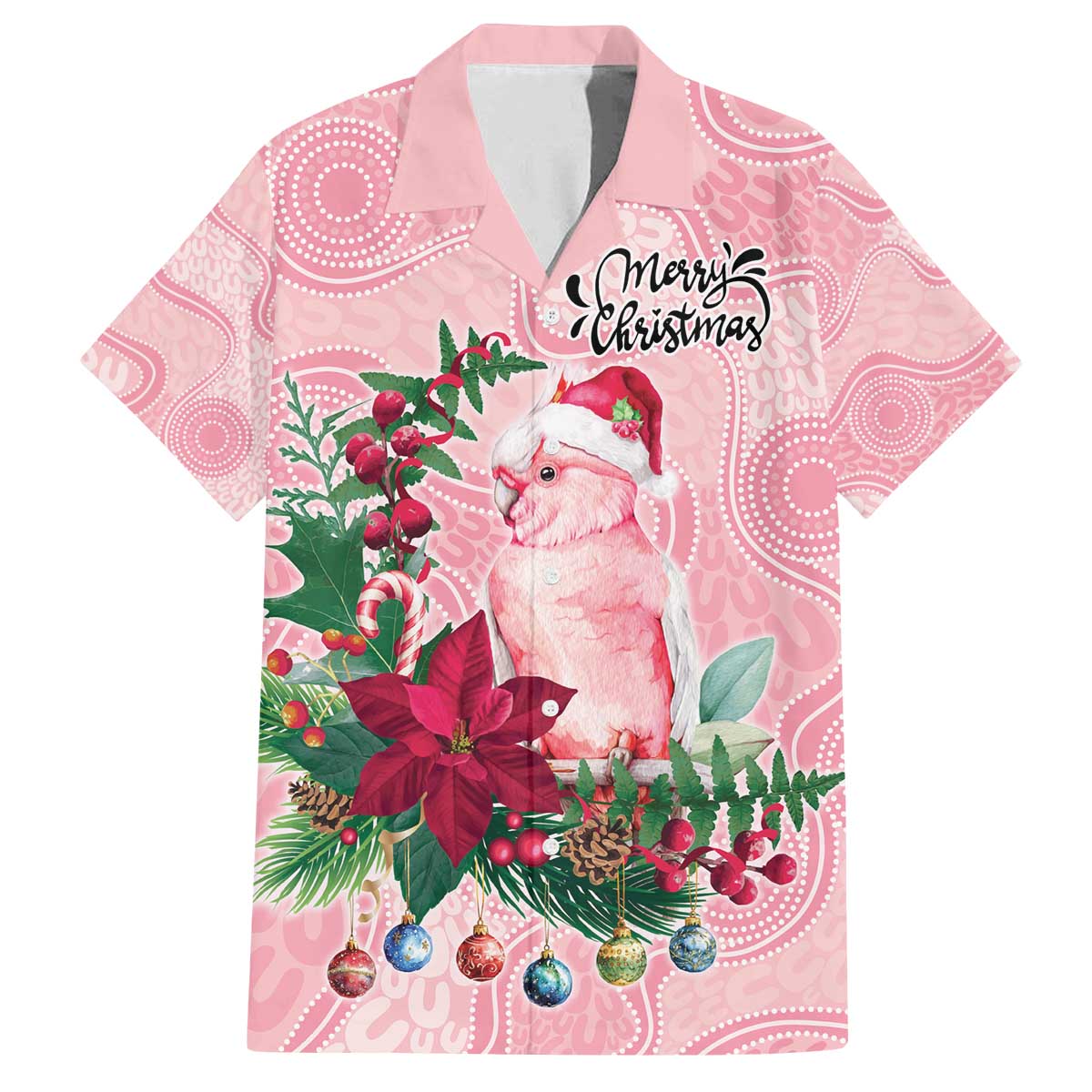 Watercolor Pink Galah Flowers Family Matching Off The Shoulder Long Sleeve Dress and Hawaiian Shirt Australia Christmas Vibes - Aussie Hoodie