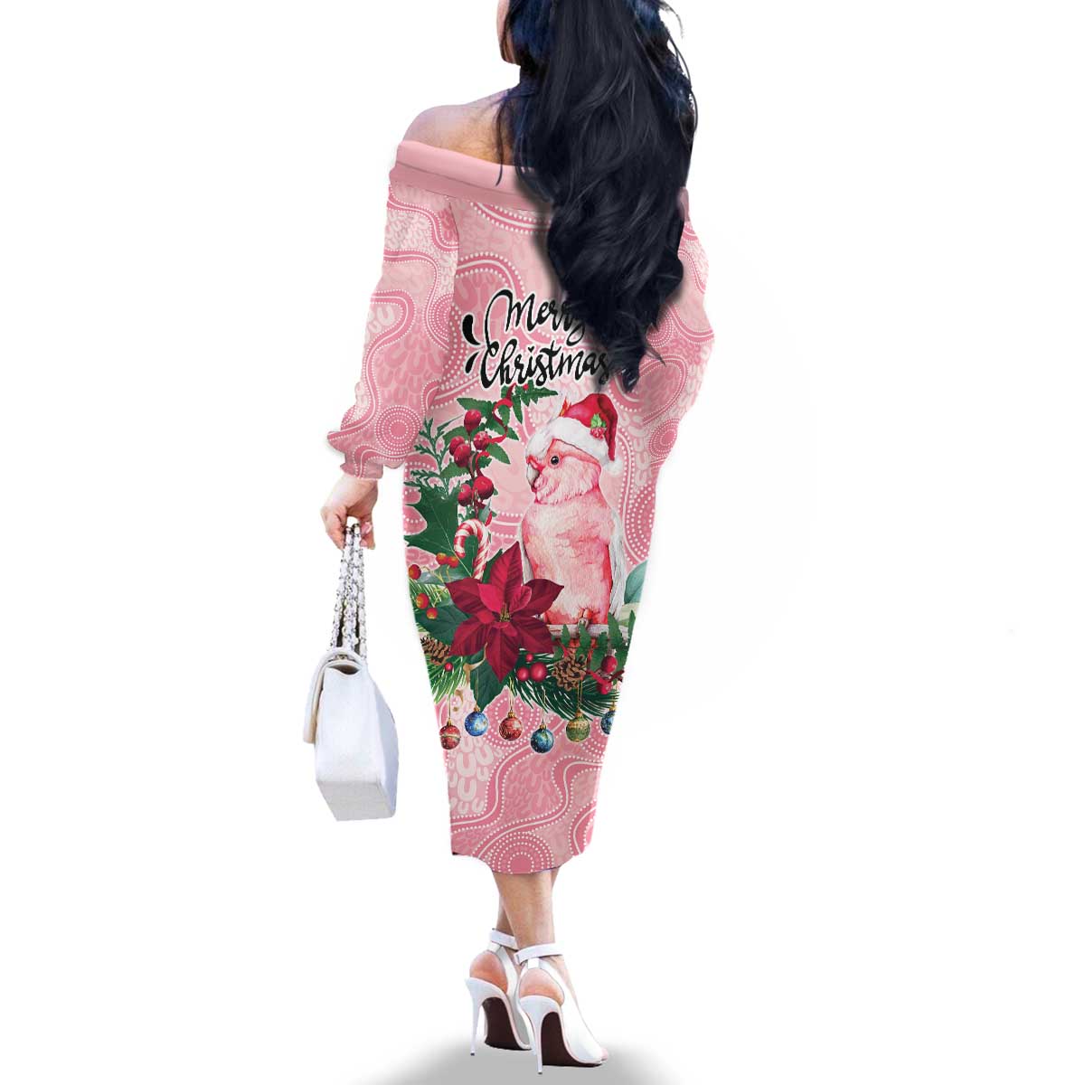 Watercolor Pink Galah Flowers Family Matching Off The Shoulder Long Sleeve Dress and Hawaiian Shirt Australia Christmas Vibes - Aussie Hoodie