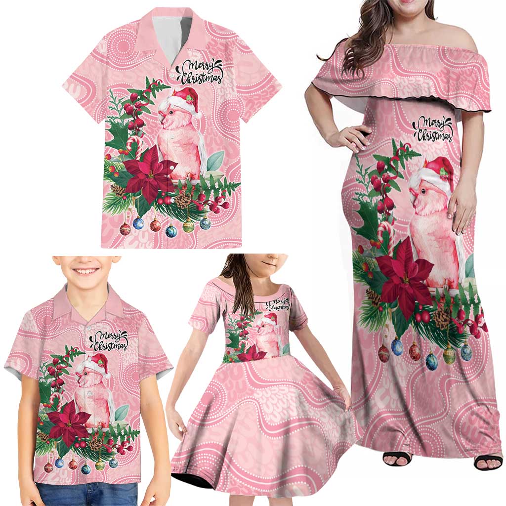 Watercolor Pink Galah Flowers Family Matching Off Shoulder Maxi Dress and Hawaiian Shirt Australia Christmas Vibes - Aussie Hoodie