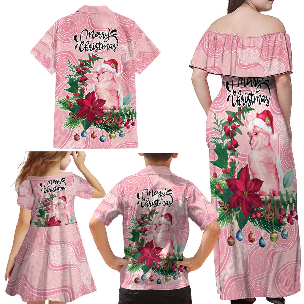 Watercolor Pink Galah Flowers Family Matching Off Shoulder Maxi Dress and Hawaiian Shirt Australia Christmas Vibes - Aussie Hoodie