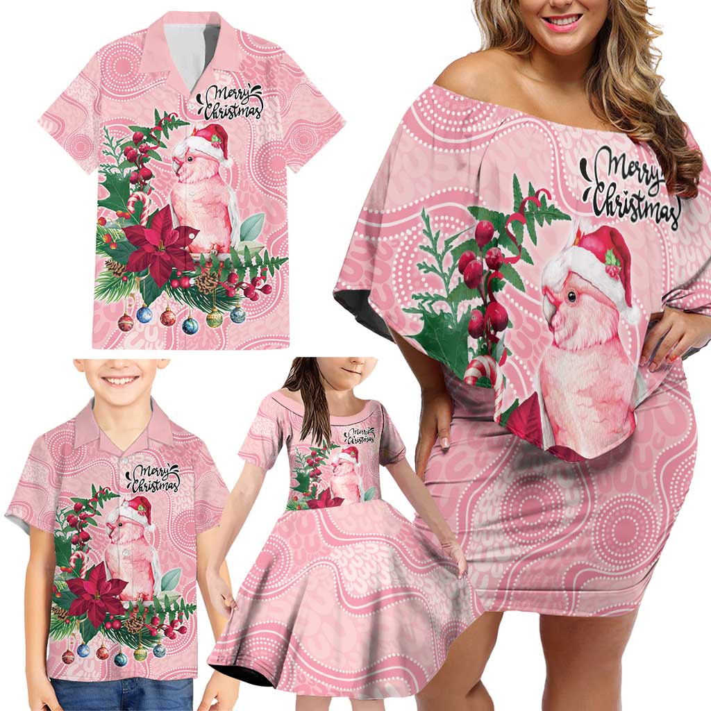 Watercolor Pink Galah Flowers Family Matching Off Shoulder Short Dress and Hawaiian Shirt Australia Christmas Vibes - Aussie Hoodie