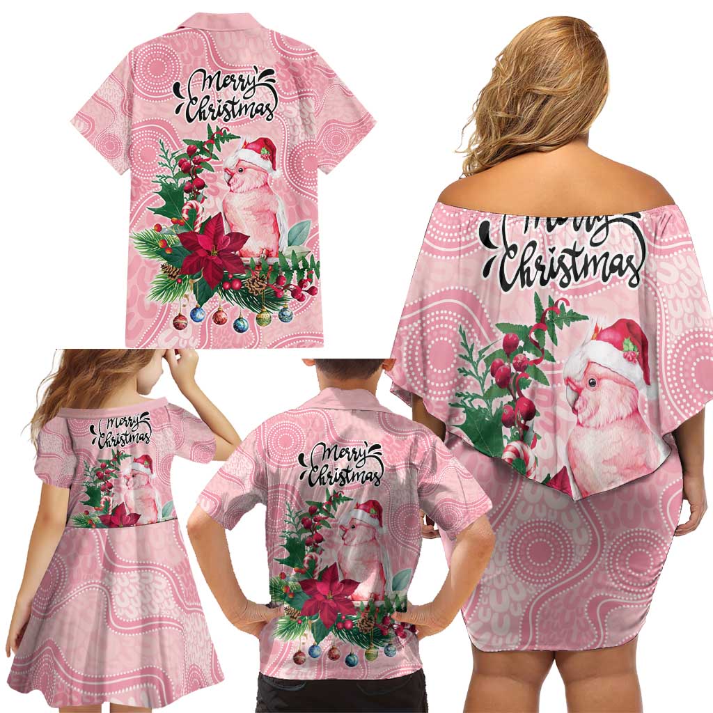 Watercolor Pink Galah Flowers Family Matching Off Shoulder Short Dress and Hawaiian Shirt Australia Christmas Vibes - Aussie Hoodie