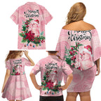 Watercolor Pink Galah Flowers Family Matching Off Shoulder Short Dress and Hawaiian Shirt Australia Christmas Vibes - Aussie Hoodie