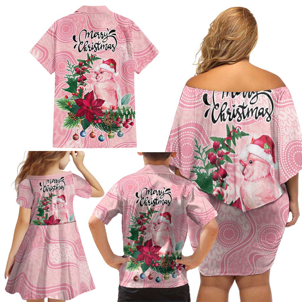Watercolor Pink Galah Flowers Family Matching Off Shoulder Short Dress and Hawaiian Shirt Australia Christmas Vibes - Aussie Hoodie