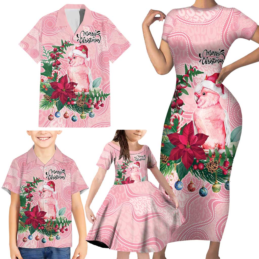 Watercolor Pink Galah Flowers Family Matching Short Sleeve Bodycon Dress and Hawaiian Shirt Australia Christmas Vibes - Aussie Hoodie