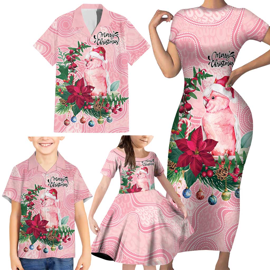 Watercolor Pink Galah Flowers Family Matching Short Sleeve Bodycon Dress and Hawaiian Shirt Australia Christmas Vibes - Aussie Hoodie
