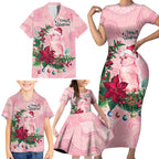 Watercolor Pink Galah Flowers Family Matching Short Sleeve Bodycon Dress and Hawaiian Shirt Australia Christmas Vibes - Aussie Hoodie