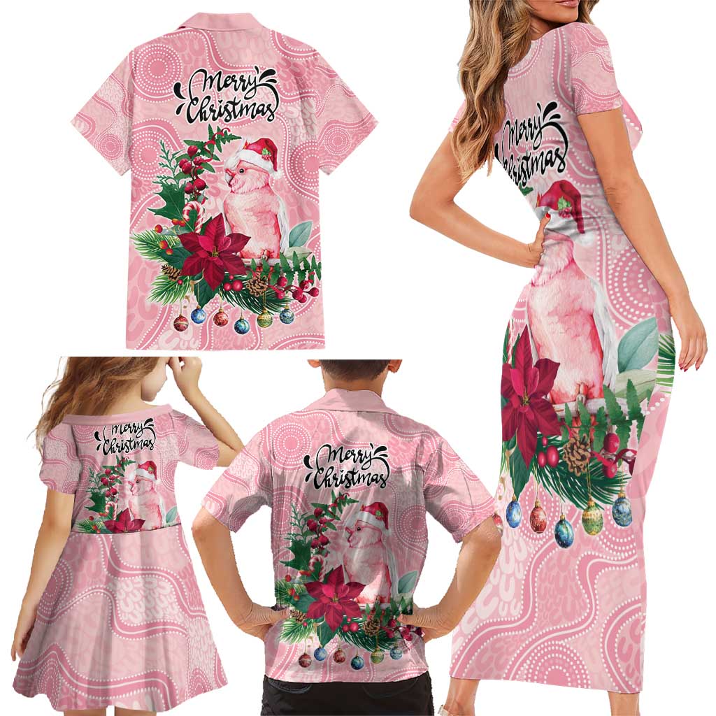 Watercolor Pink Galah Flowers Family Matching Short Sleeve Bodycon Dress and Hawaiian Shirt Australia Christmas Vibes - Aussie Hoodie
