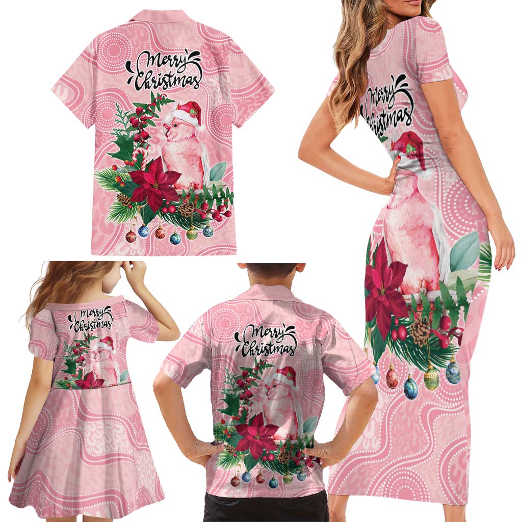 Watercolor Pink Galah Flowers Family Matching Short Sleeve Bodycon Dress and Hawaiian Shirt Australia Christmas Vibes - Aussie Hoodie