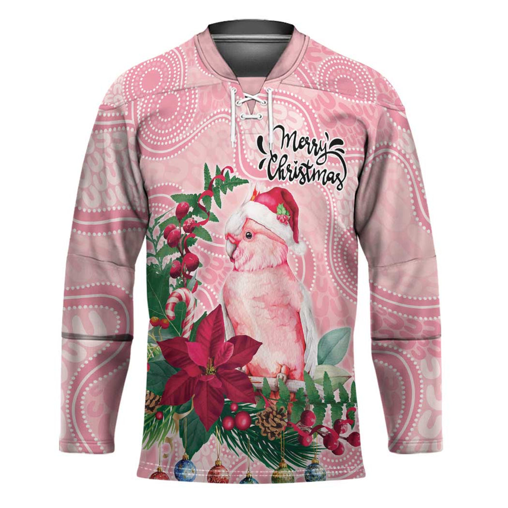 Watercolor Pink Galah Flowers Hockey Jersey Australia Christmas Vibes - Aussie Hoodie