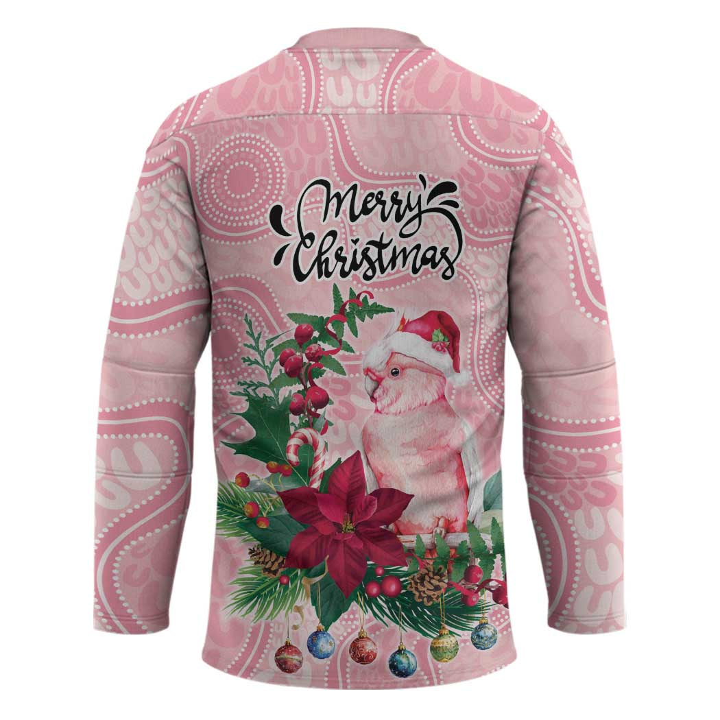 Watercolor Pink Galah Flowers Hockey Jersey Australia Christmas Vibes - Aussie Hoodie