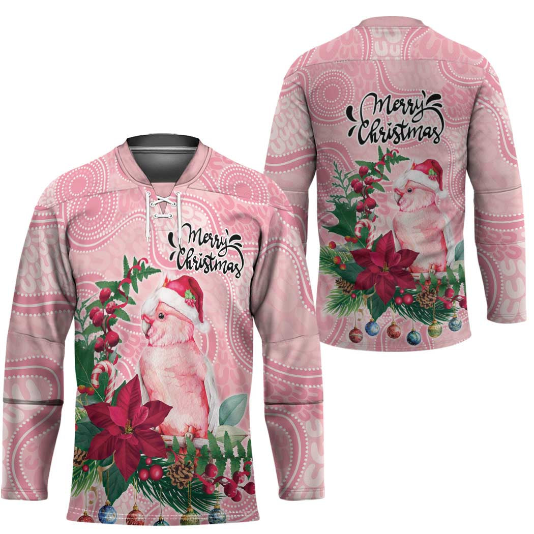 Watercolor Pink Galah Flowers Hockey Jersey Australia Christmas Vibes - Aussie Hoodie