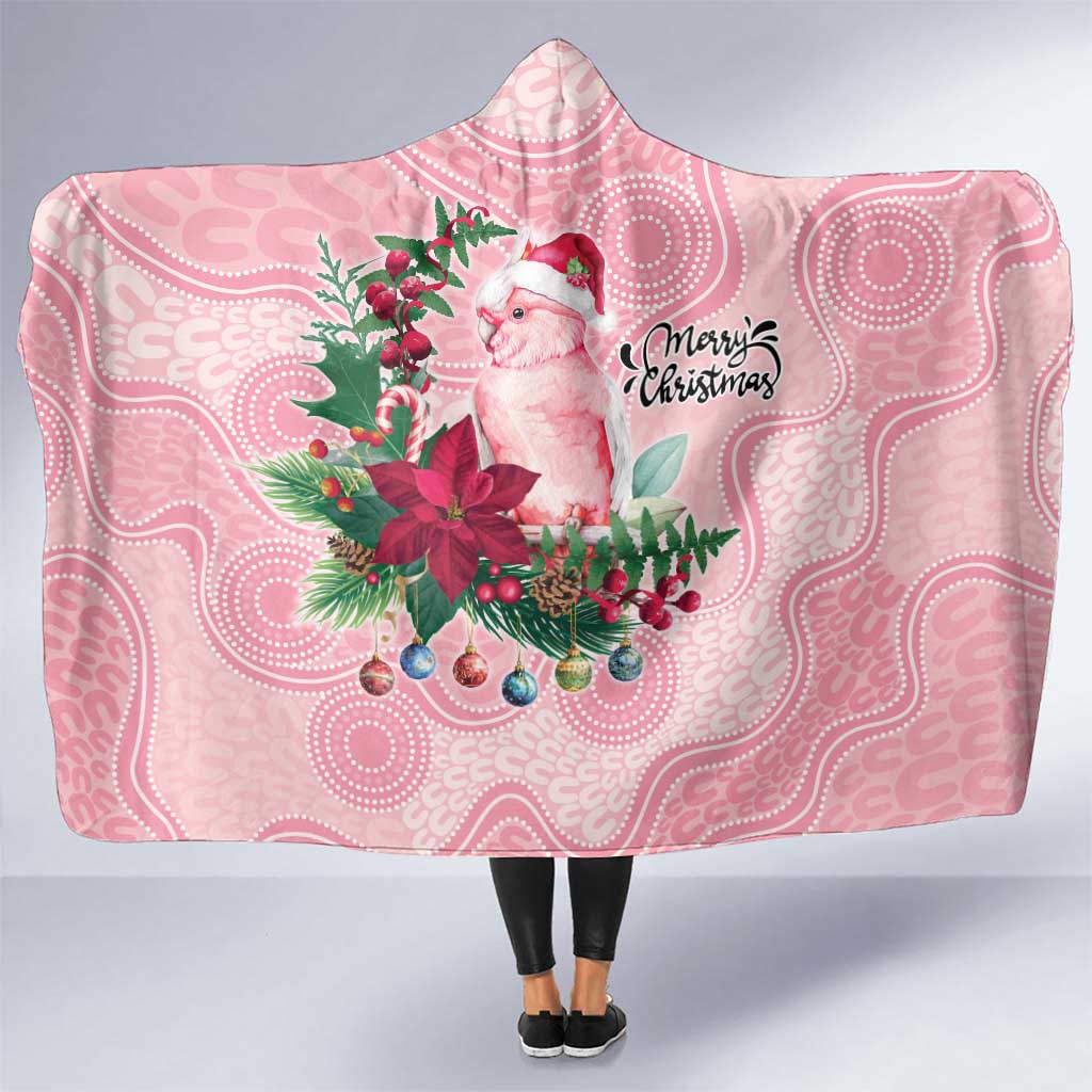 Watercolor Pink Galah Flowers Hooded Blanket Australia Christmas Vibes - Aussie Hoodie