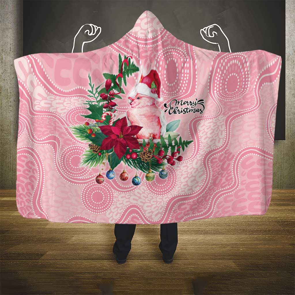 Watercolor Pink Galah Flowers Hooded Blanket Australia Christmas Vibes - Aussie Hoodie