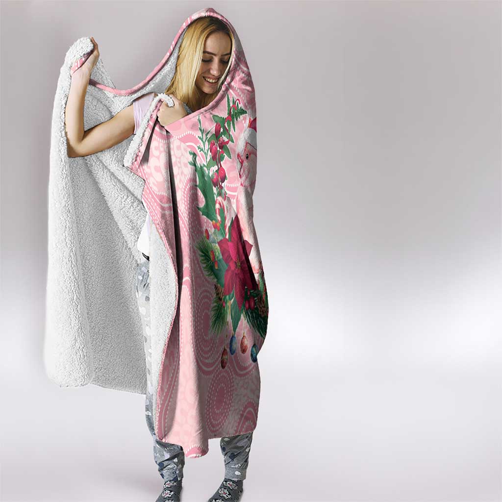 Watercolor Pink Galah Flowers Hooded Blanket Australia Christmas Vibes - Aussie Hoodie