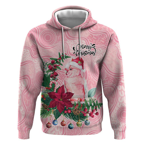 Watercolor Pink Galah Flowers Hoodie Australia Christmas Vibes - Aussie Hoodie