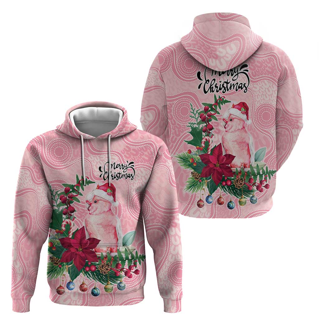 Watercolor Pink Galah Flowers Hoodie Australia Christmas Vibes - Aussie Hoodie