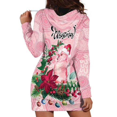 Watercolor Pink Galah Flowers Hoodie Dress Australia Christmas Vibes - Aussie Hoodie