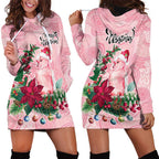 Watercolor Pink Galah Flowers Hoodie Dress Australia Christmas Vibes - Aussie Hoodie