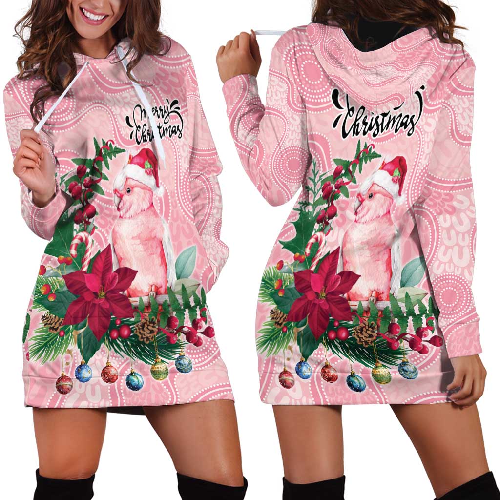 Watercolor Pink Galah Flowers Hoodie Dress Australia Christmas Vibes - Aussie Hoodie