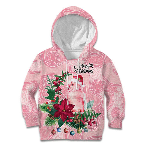 Watercolor Pink Galah Flowers Kid Hoodie Australia Christmas Vibes - Aussie Hoodie