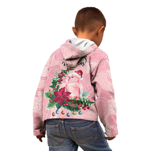 Watercolor Pink Galah Flowers Kid Hoodie Australia Christmas Vibes - Aussie Hoodie